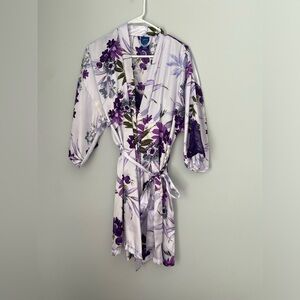 Apt 9 intimates sleep set tank shorts robe purple floral romantic sz Small